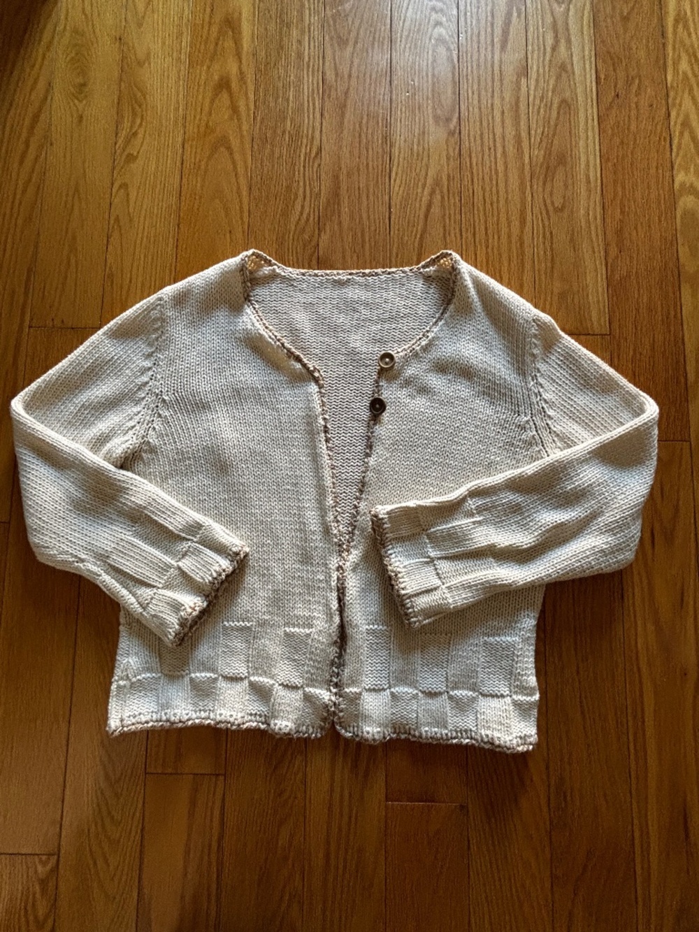 Cozy Cream Hand-Knit Button-Up Cardigan Sweater – Medium